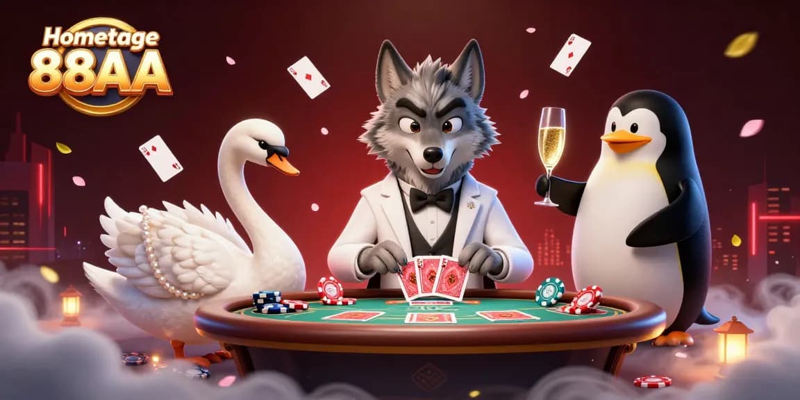 Experience thrilling action at Homepage 88AA with a whimsical twist featuring casino icons.