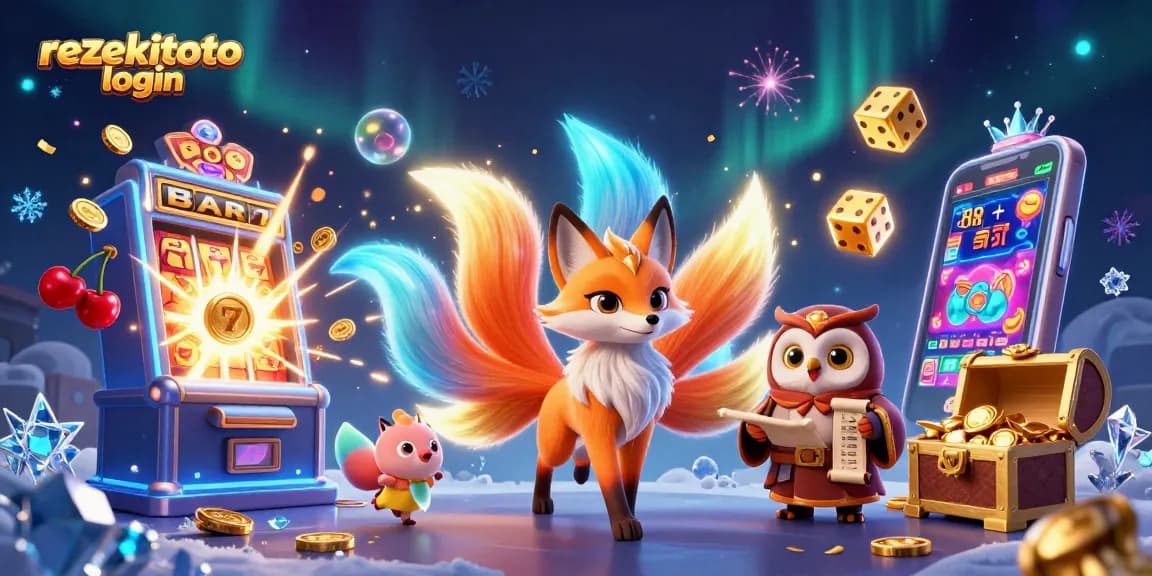 Engage in rezekitoto login via this vibrant 3D casino illustration showcasing dynamic gameplay elements.