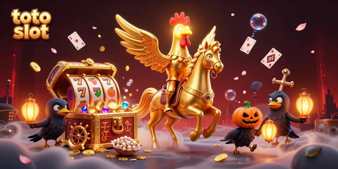 Experience thrilling gameplay with toto slot's vibrant scene featuring a golden rooster and rich casino elements.