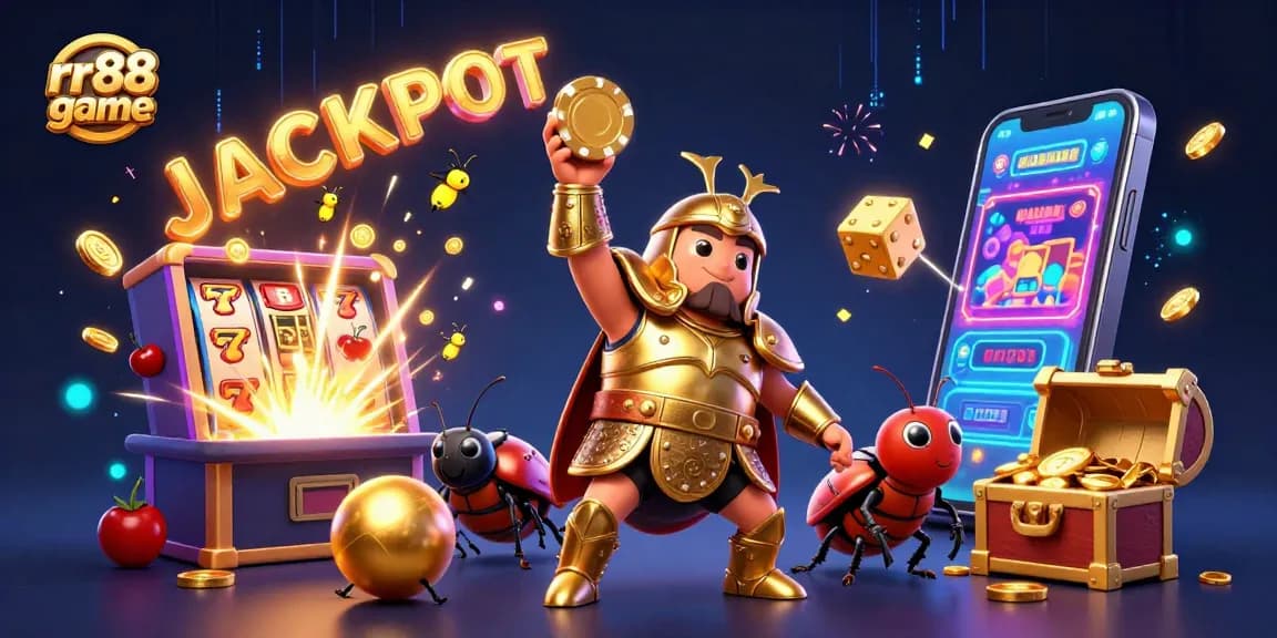 Experience the excitement of rr88 game with colorful characters and jackpot elements in a dynamic casino scene.
