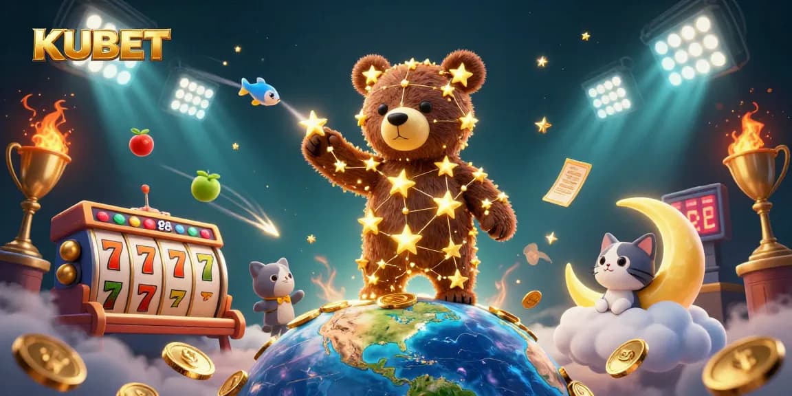 Win big at KUBET with endless slot adventures featuring golden stars and vibrant casino elements
