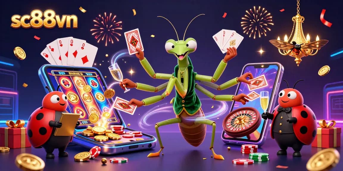 Experience thrilling gameplay at sc88vn with vibrant casino elements and characters celebrating wins.