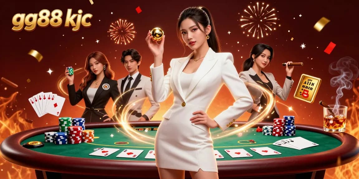Experience the thrilling action of gg88 kjc with an Asian dealer showcasing luxurious casino elements and poker games.
