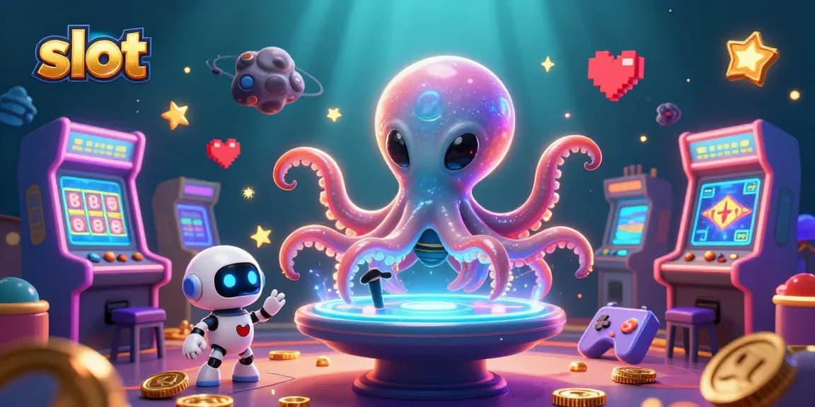 Slot permainan yang menarik dengan karakter alien dan cip asteroid menghiasi, mengundang para pemain untuk meraih kemenangan.