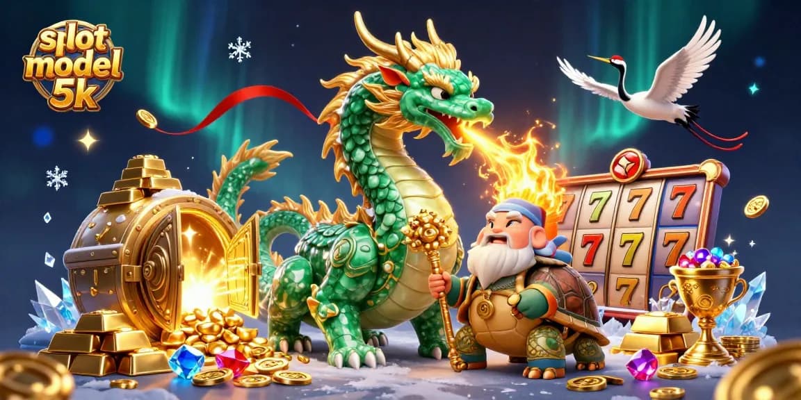 Spin slot modal 5k for epic wins as a jade dragon breathes fiery luck, enhanced with jewels and gold.