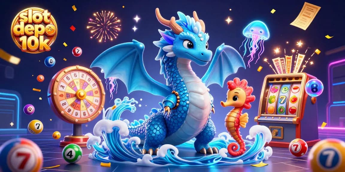 Experience thrilling action at slot depo 10k with captivating 3D dragon and vibrant game elements.