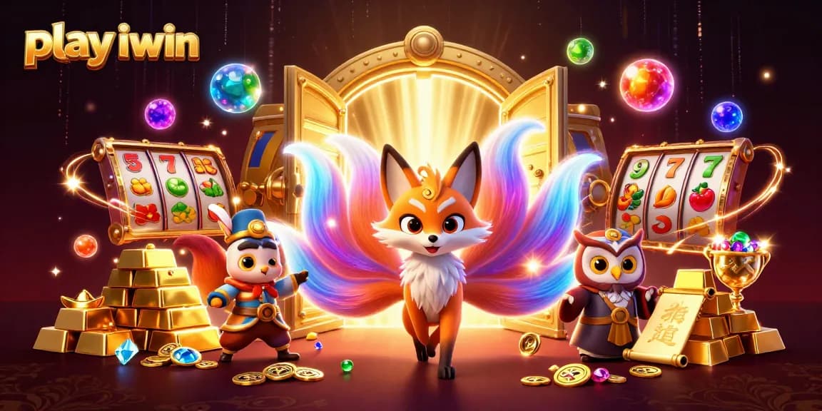 Play iwin with vibrant slots and colorful characters in a dynamic casino illustration.