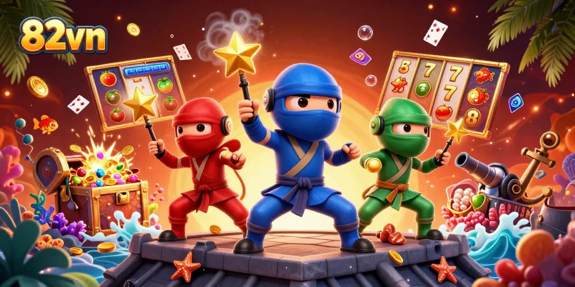 Experience thrilling jackpots and wins with the vibrant and dynamic 82vn online casino illustration.