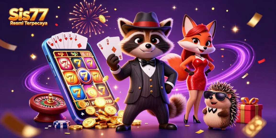 Gambarkan pengalaman bermain slot di Sis77 Resmi Terpercaya dengan karakter kasino yang menawan.