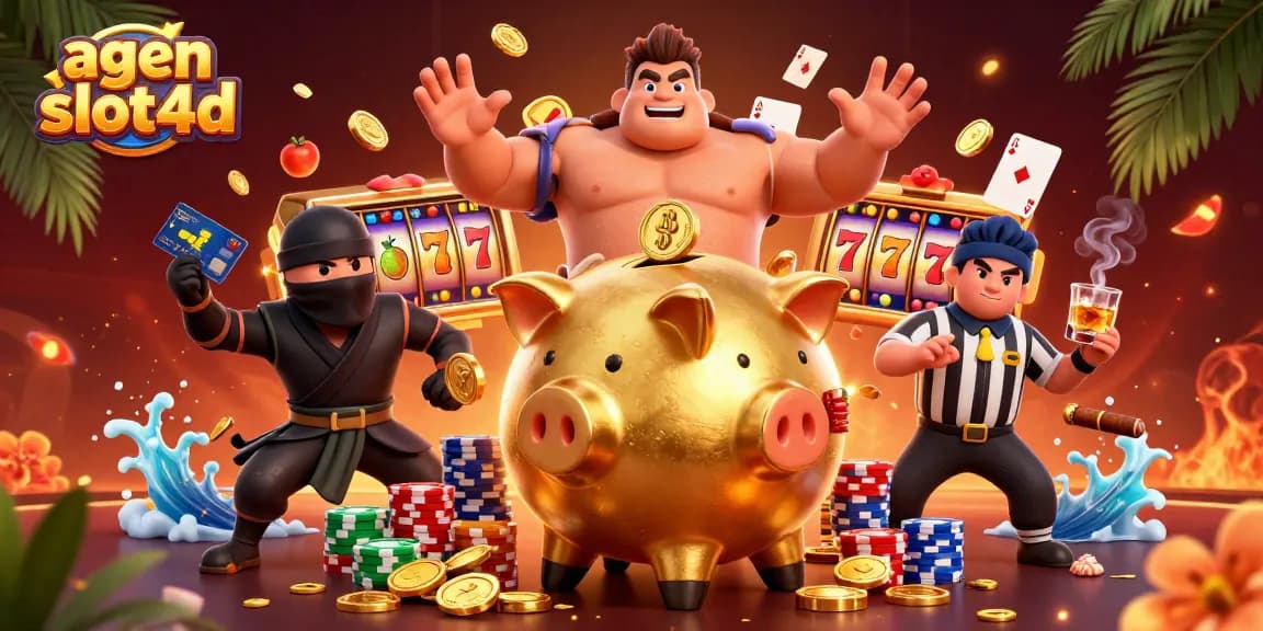 Engage with the agen slot4d illustrated scene featuring dynamic characters and vibrant casino elements.