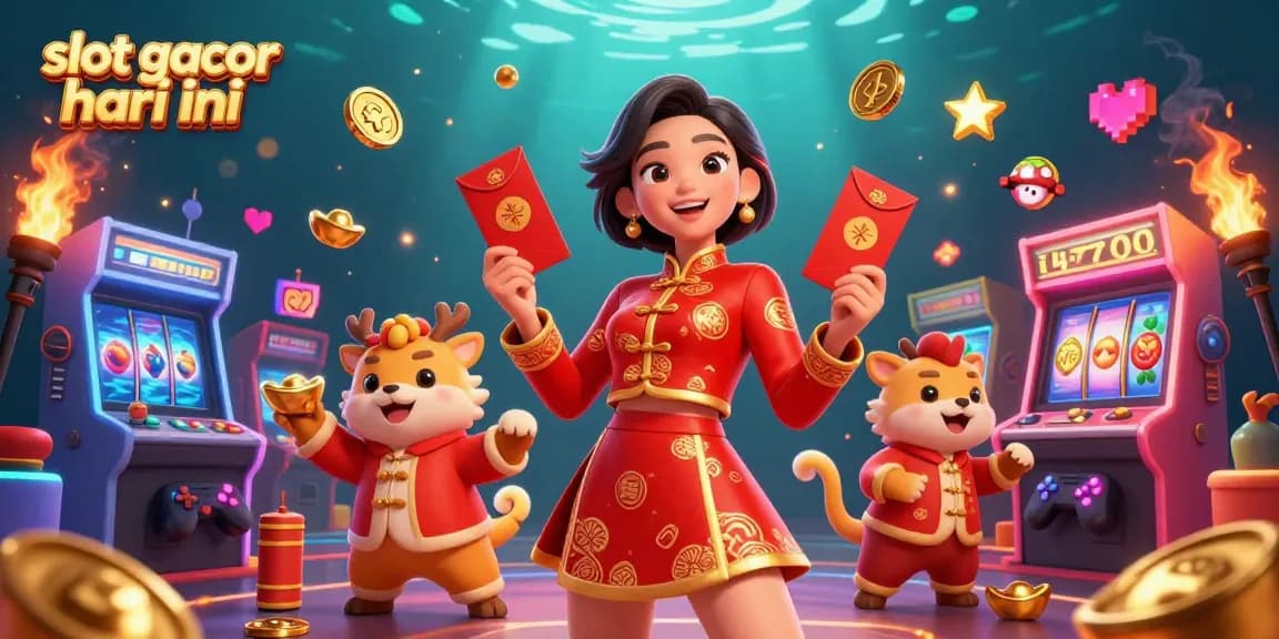 Experience the excitement of slot gacor hari ini with vibrant 3D characters and casino elements.