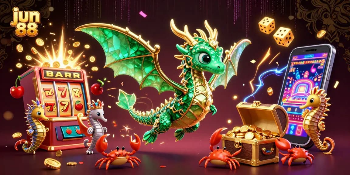 Experience the thrilling world of jun 88 with an extravagant sea dragon and immersive casino elements.