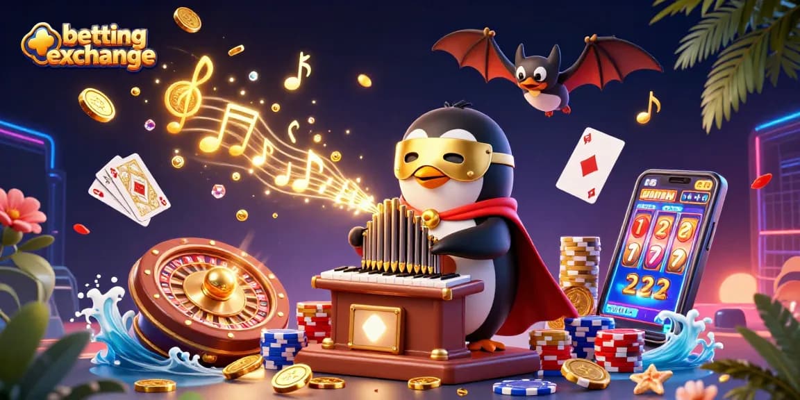 Experience the excitement of betting exchange through a dynamic 3D illustration depicting casino elements.