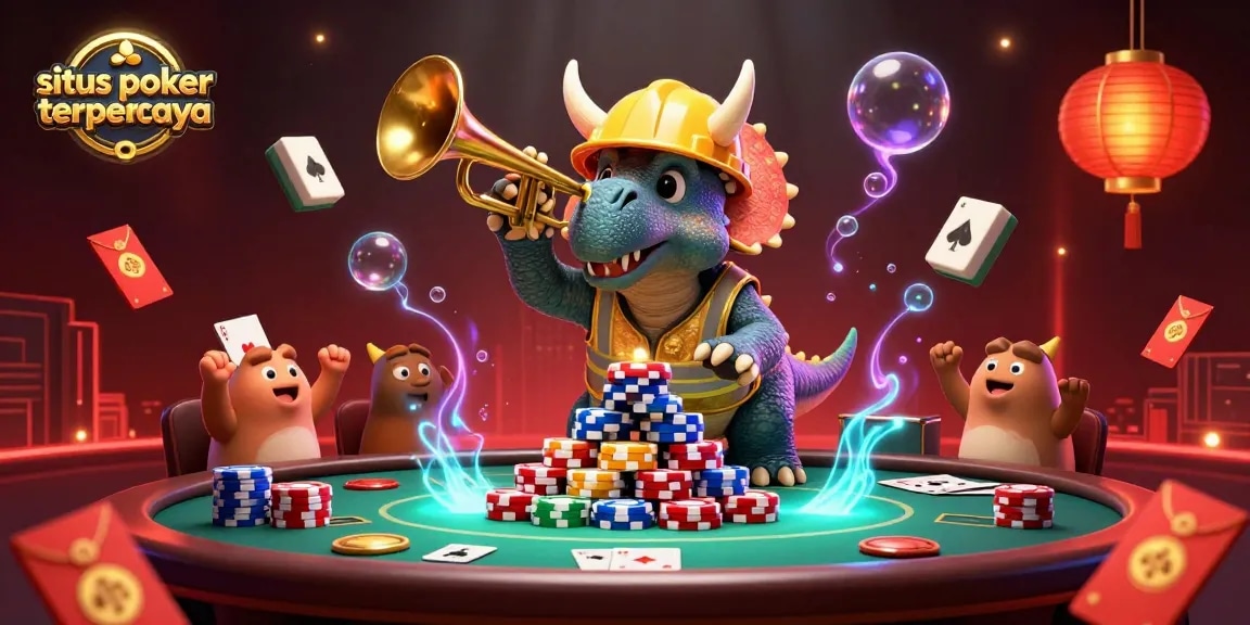 Engage with situs poker terpercaya by celebrating poker triumphs surrounded by festive casino elements.