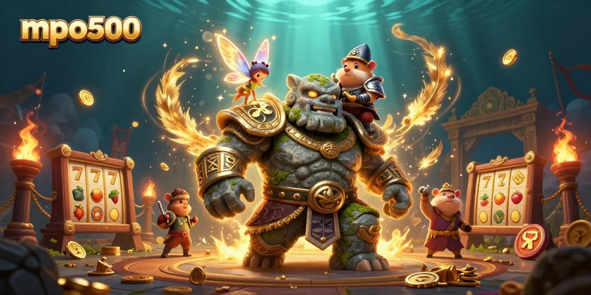 Join the excitement of mpo500 with a magical 3D casino scene featuring thrilling slot elements.