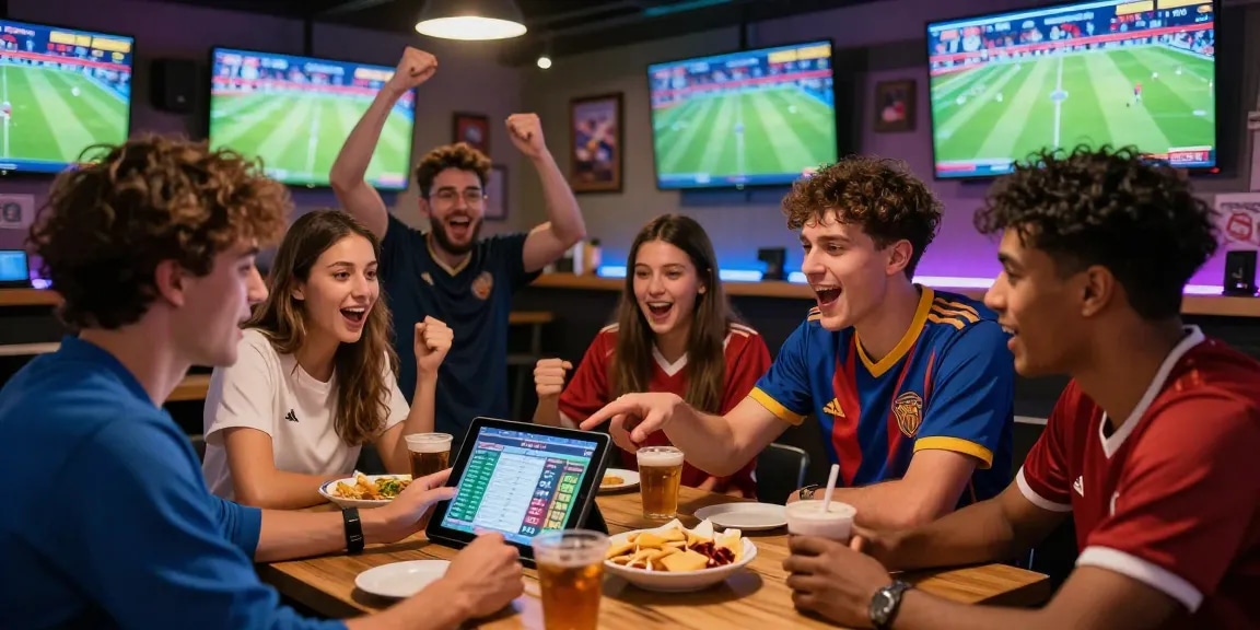 Experience the latest ทางเข้าfun88 ล่าสุด ไม่โดนบล็อก in an exciting sports betting environment with friends gathering to watch live football.