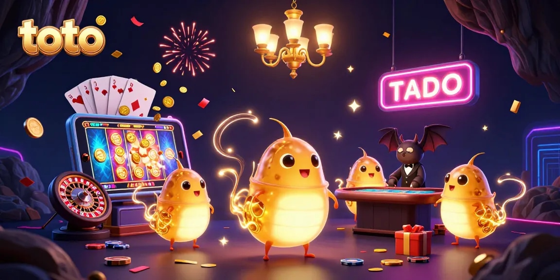 Engage with exciting toto games amidst vibrant casino scenes and animated characters.