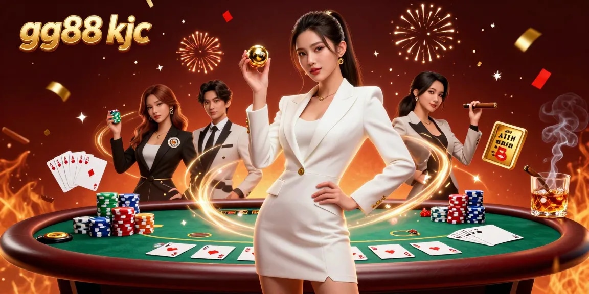 Experience the thrilling action of gg88 kjc with an Asian dealer showcasing luxurious casino elements and poker games.