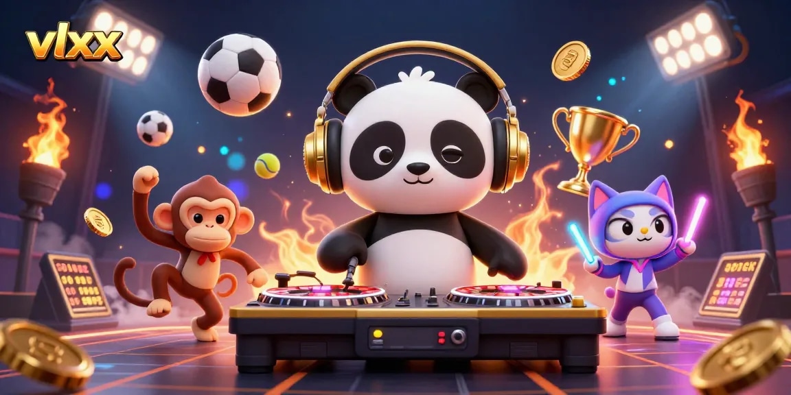 Experience thrilling gaming action with vlxx as a DJ panda spins on roulette wheels.