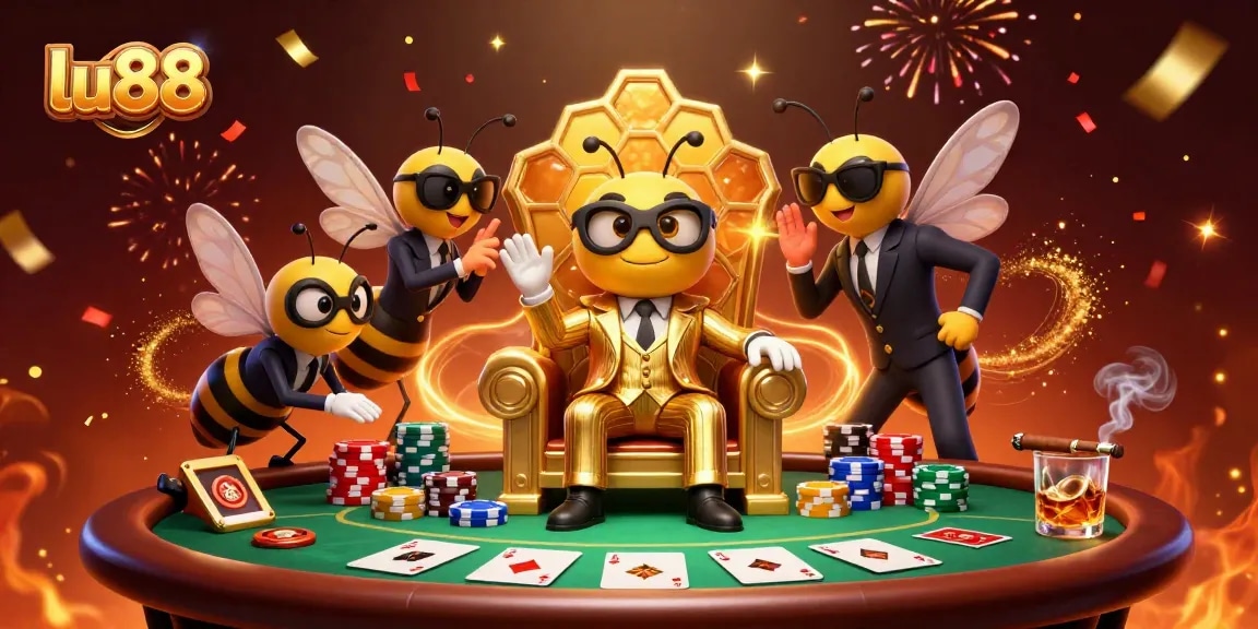 Experience thrilling action at lu88 with a 3D illustration of a playful gambling scene featuring colorful chips and characters.