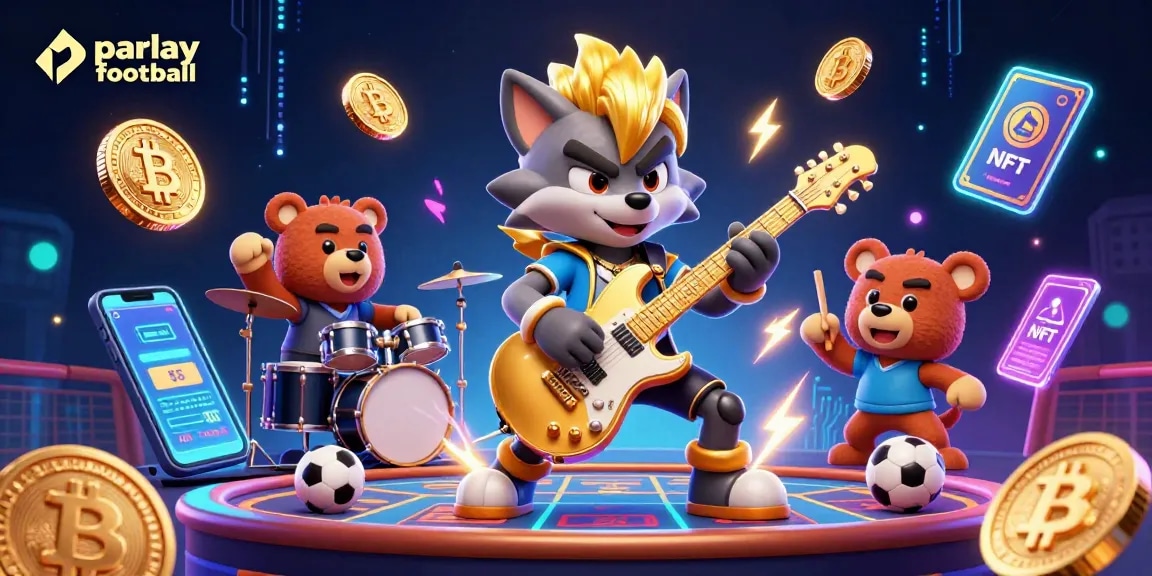 Engage in parlay football betting excitement with vibrant casino characters and dynamic gaming elements.