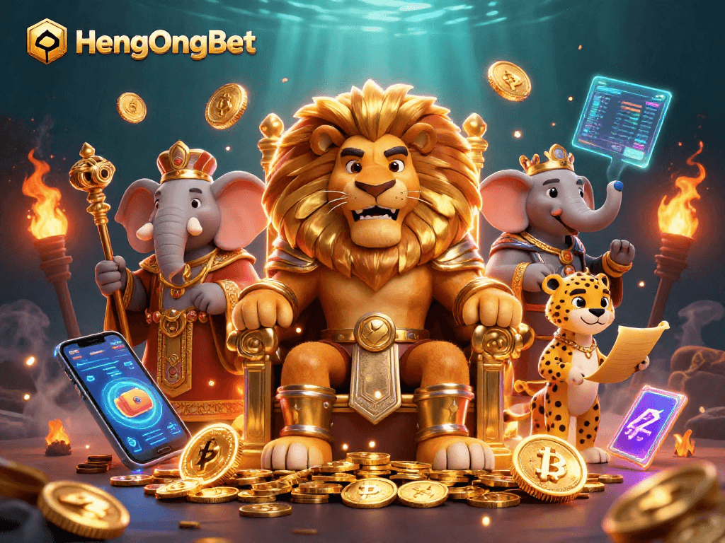 Experience thrilling gaming action with HengOngBet in a vibrant, energetic casino scene.