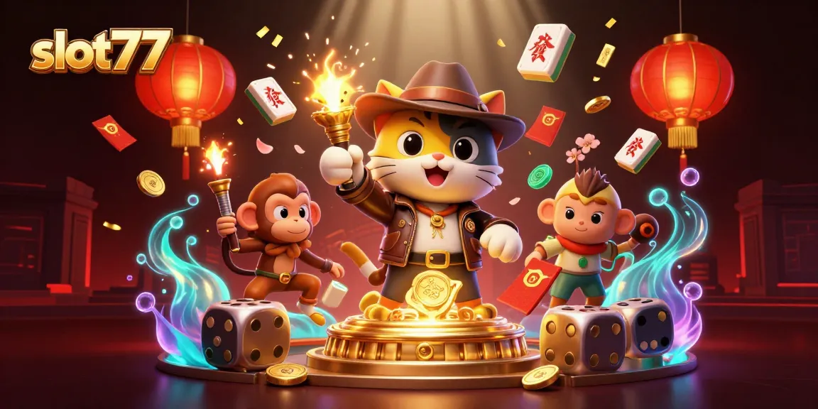 Experience thrilling wins with slot777 in this vibrant casino adventure, featuring explorers and gaming elements.