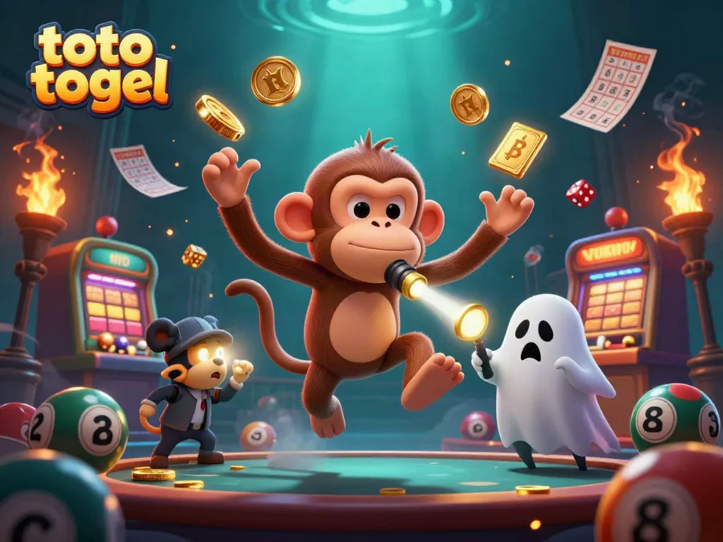 Engage in thrilling lottery action with interactive toto togel characters in a dynamic casino.