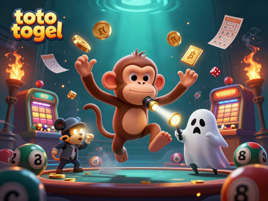 Engage in thrilling lottery action with interactive toto togel characters in a dynamic casino.