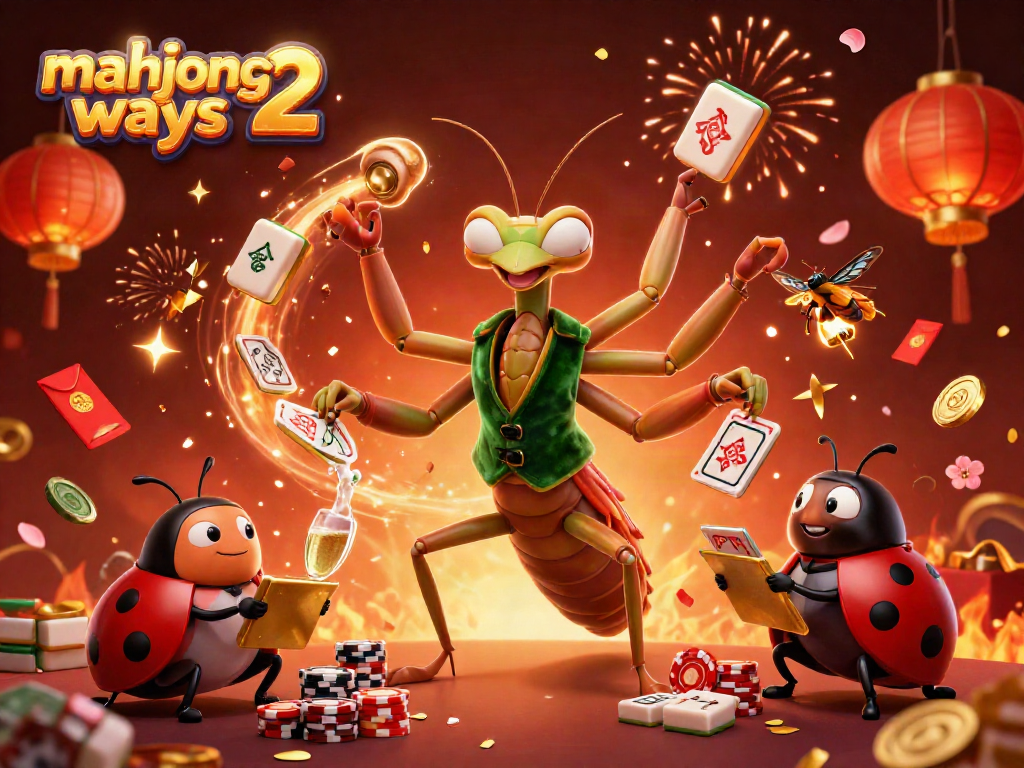 Experience the thrill of mahjong ways 2 with lively characters and dynamic casino elements in this vibrant illustration.