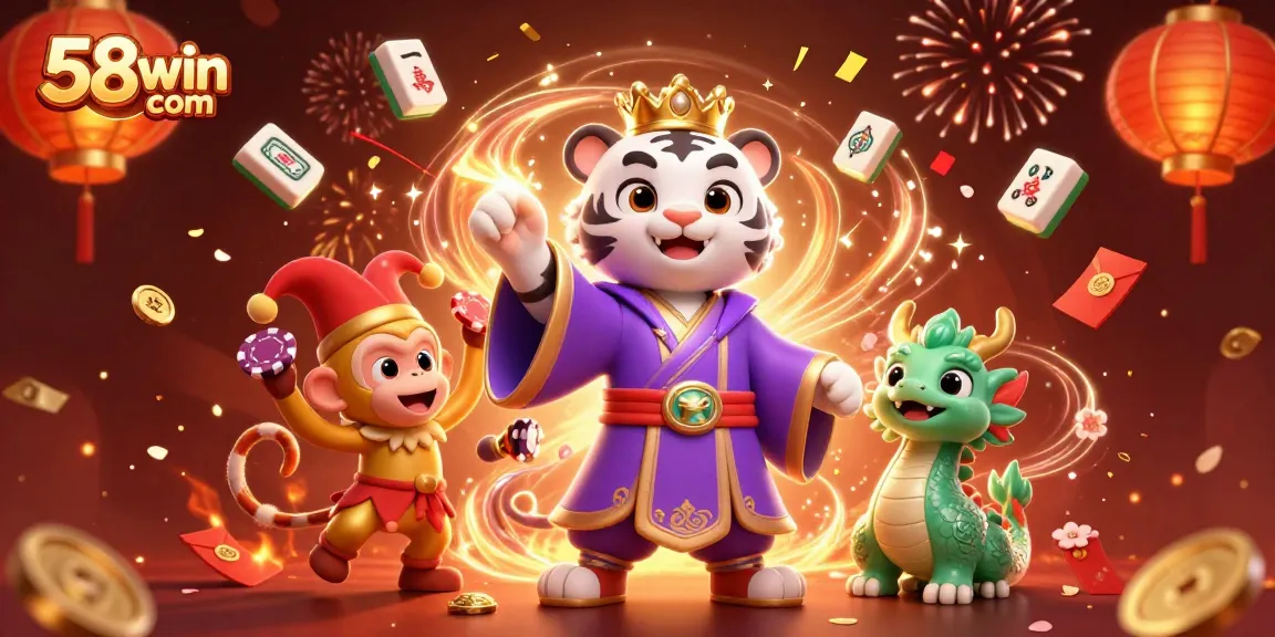 Engage with 58win com for thrilling gaming adventures with vibrant casino elements and characters.