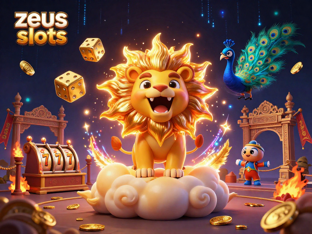 Experience thrilling zeus slots with dynamic 3D elements in an electrifying casino scene.