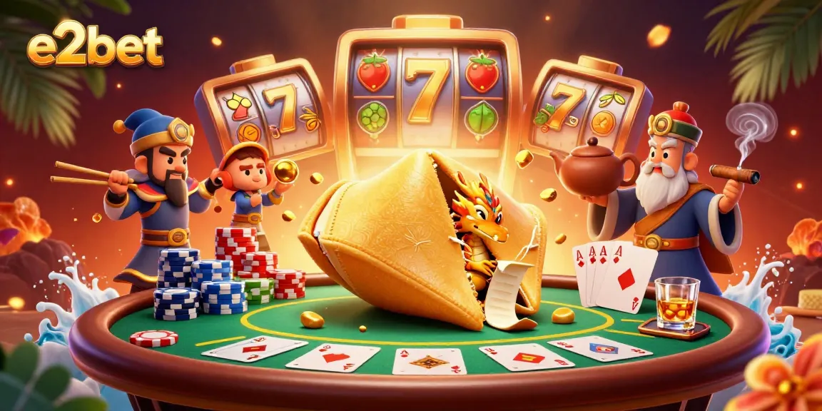 Experience thrilling action at e2bet with a dynamic casino scene featuring poker tables and slot reels.