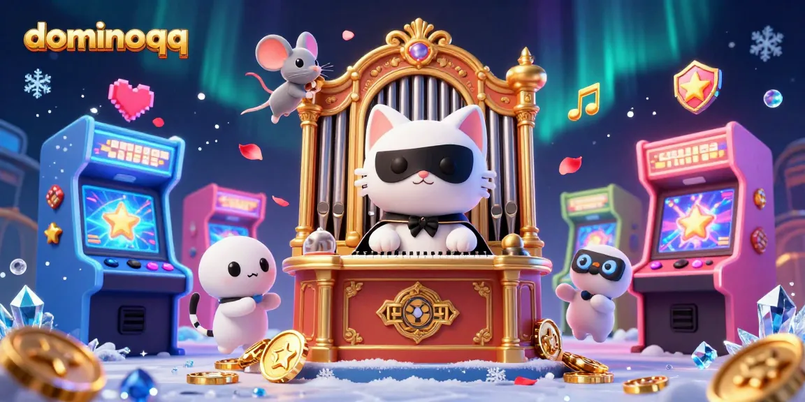 Engage in thrilling gameplay with dominoqq featuring a phantom cat at a casino pipe organ.