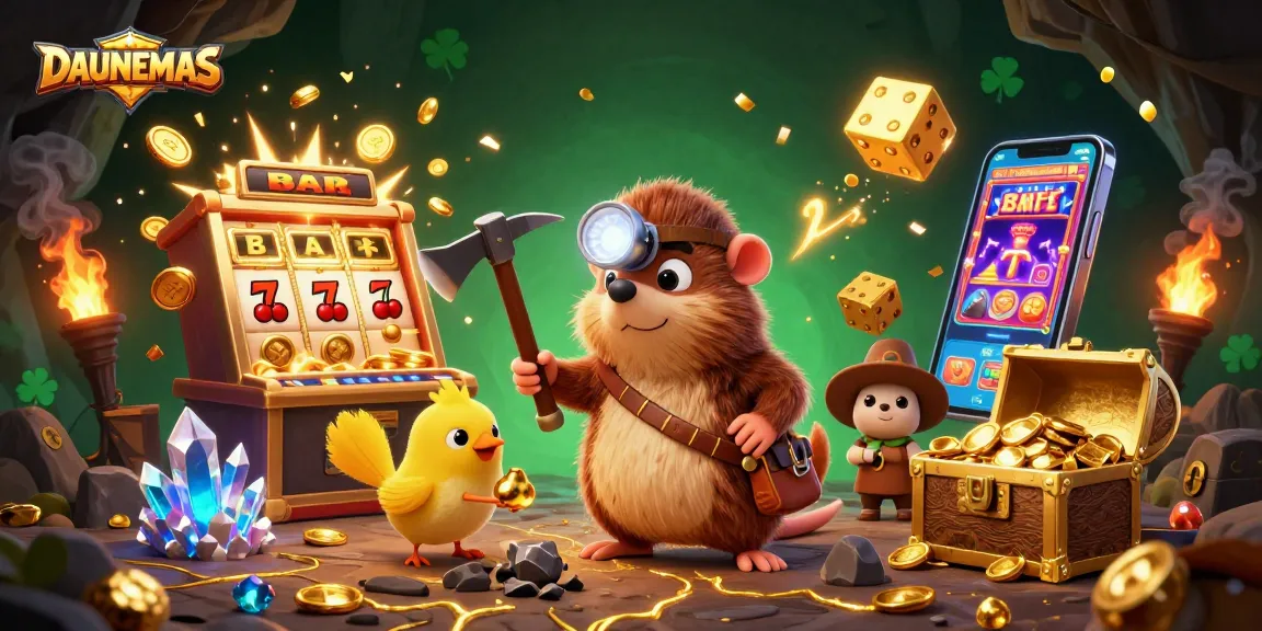Experience the thrill of DAUNEMAS with vibrant casino elements and a treasure-filled adventure.