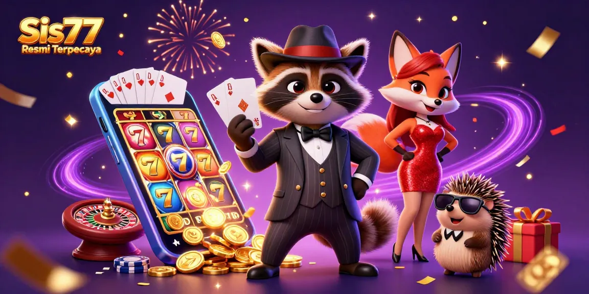 Gambarkan pengalaman bermain slot di Sis77 Resmi Terpercaya dengan karakter kasino yang menawan.