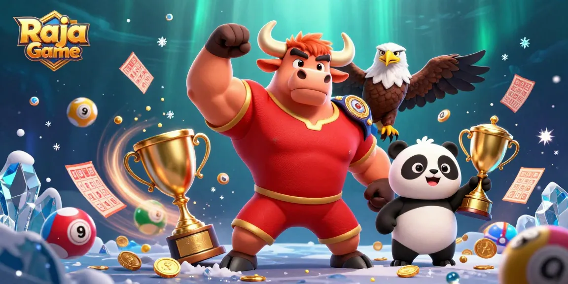 Experience thrilling gameplay on Raja Game with lottery balls and vibrant characters celebrating excitement.