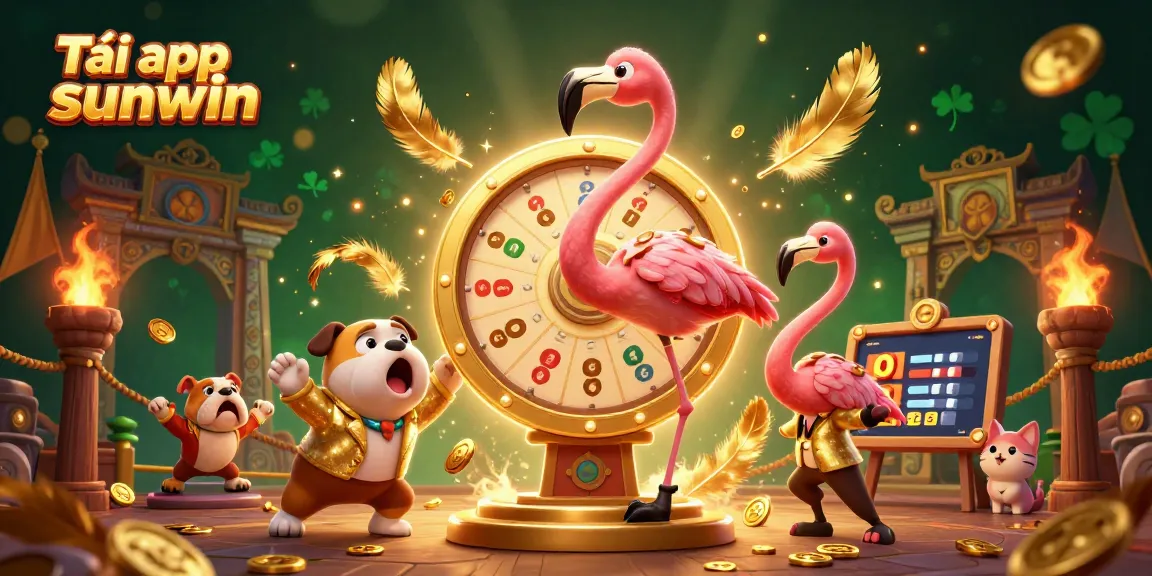 Join the excitement to tải app sunwin with an engaging prize wheel and lively characters in a captivating casino scene.