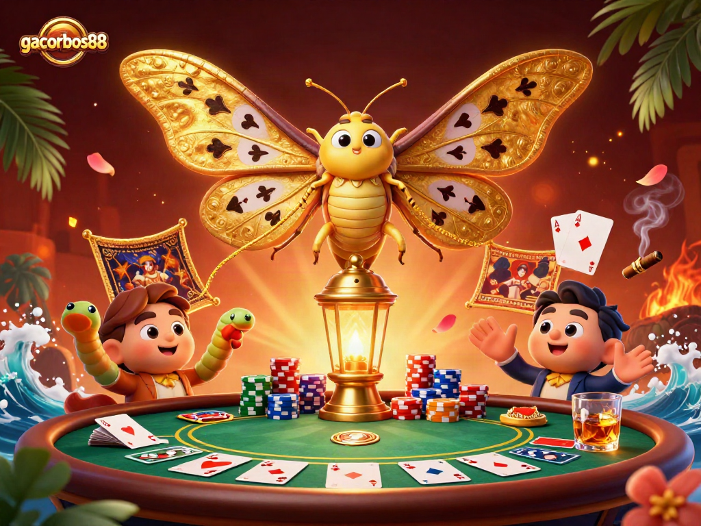 Experience gacorbos88 with dynamic poker action featuring a vibrant 3D illustration.