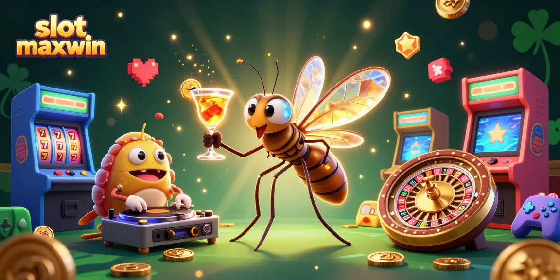 Experience the thrill of slot maxwin with vibrant 3D characters and casino elements in an energetic scene.