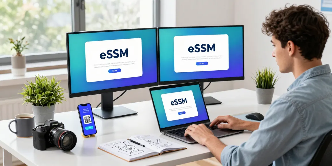 Aprendizaje sobre cómo pedir eSIM en un moderno espacio de trabajo.