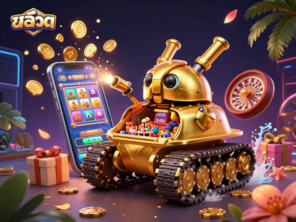 Experience excitement with the สล็อต casino scene featuring festive coins and vibrant game elements.