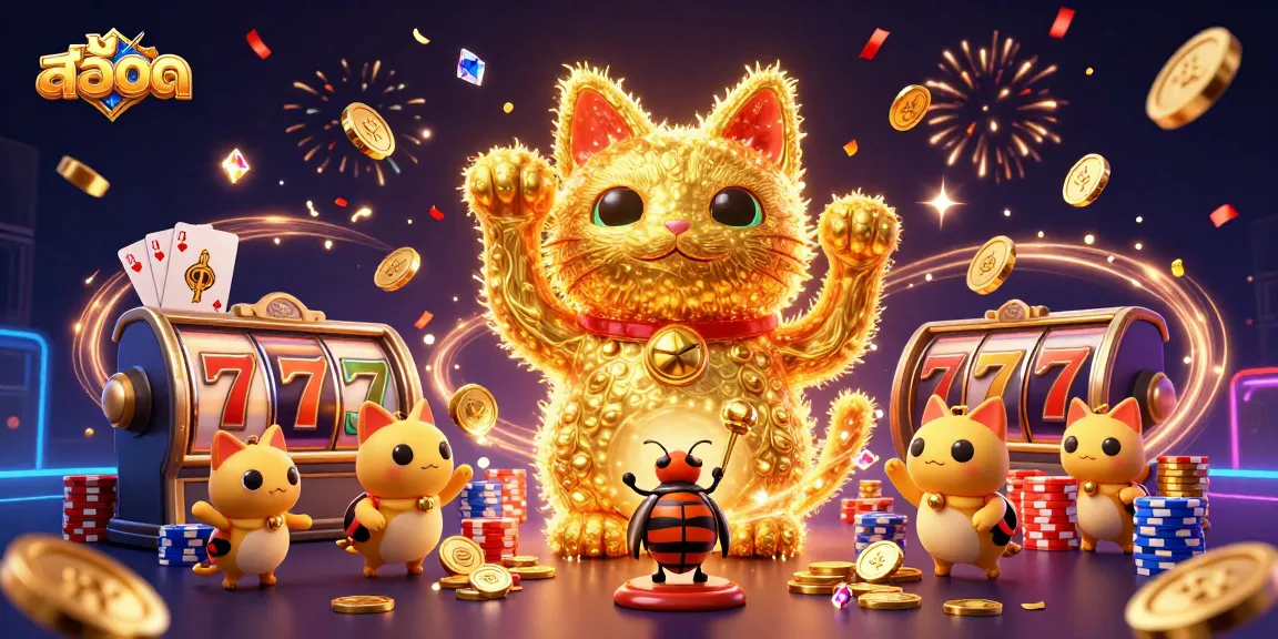 Menggandakan kesempatan menang di slot melalui ilustrasi kucing keberuntungan yang dinamis dengan simbol kasino.