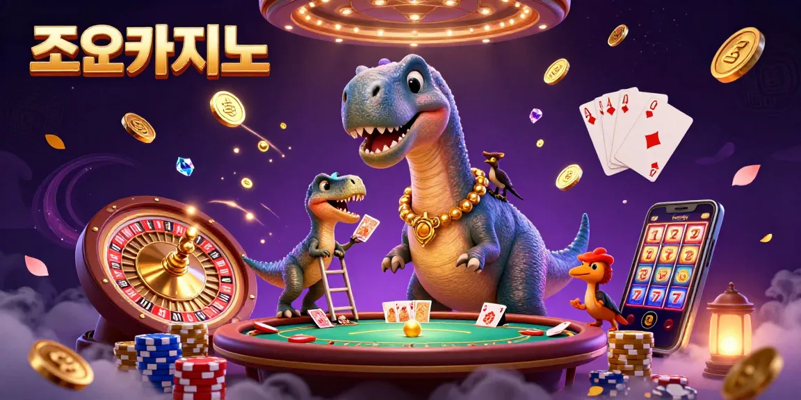 Engage in the thrill of 조이카지노 with 3D cartoon characters and radiant casino elements.