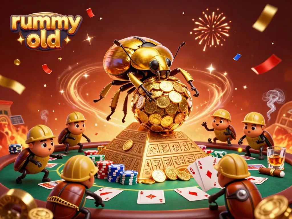 Experience rummy old gameplay with vibrant casino elements in a dynamic digital illustration.