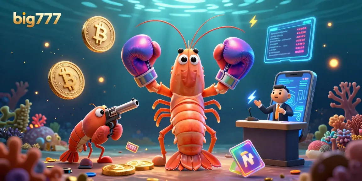 Spin to win with big777 in this vibrant underwater casino illustration featuring crypto elements.