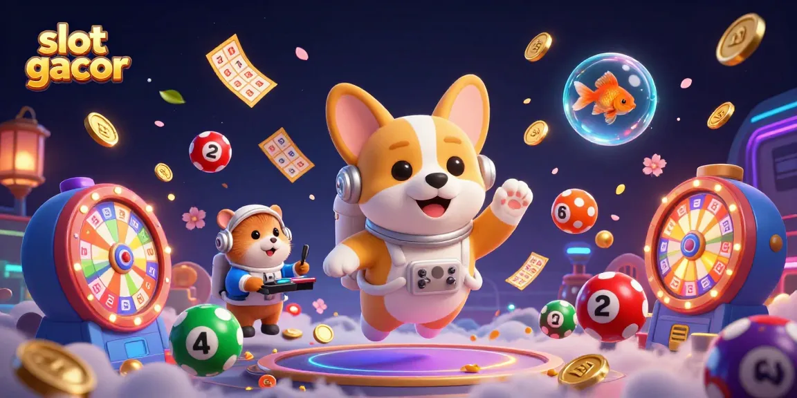Emas slot gacor mengambang di kasino luar angkasa yang dikelilingi karakter lucu