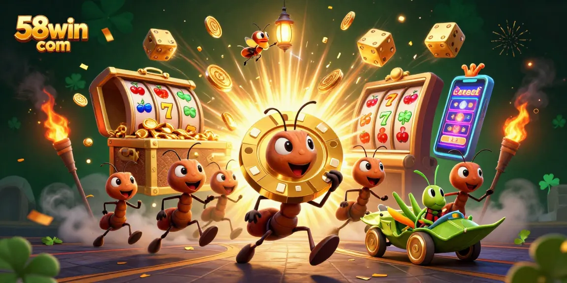 Experience thrilling action with 58win com as cartoon ants heist a giant poker chip!
