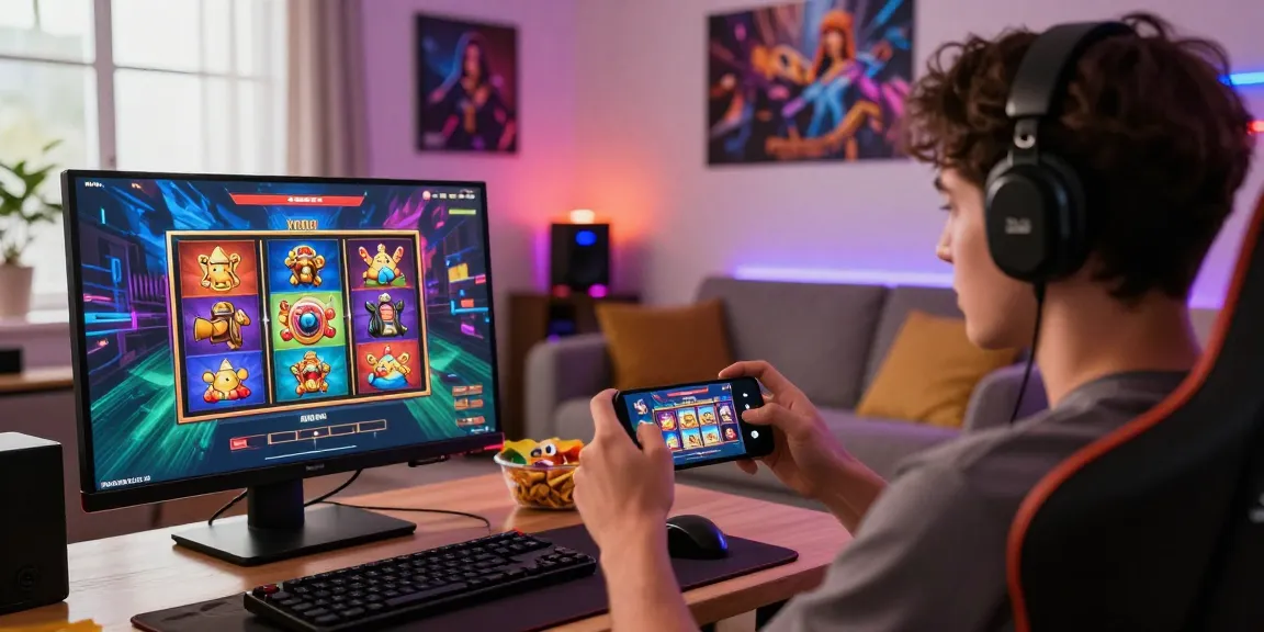 Engaging with the xe88 apk on a smartphone in a vibrant gaming environment with colorful slot graphics.