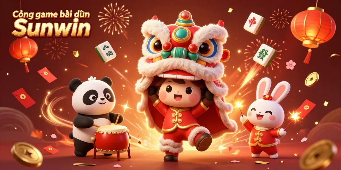 Join the excitement at Cổng game bài đổi thưởng Sunwin with vibrant characters celebrating under stunning visuals.